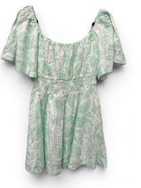 NWT Cake For Dinner Hermosa Dress Sea Foam off shoulder Print Mini Dress M